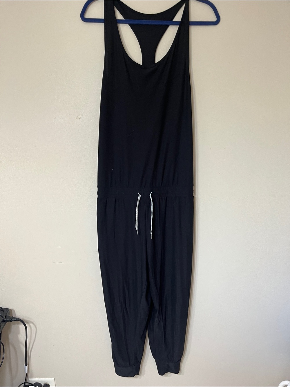 Vuori Black Sleeveless Racerback Jumpsuit with Drawstring